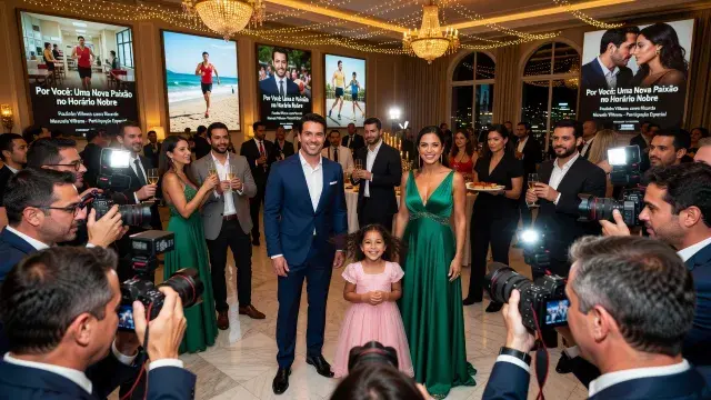 Paulinho Vilhena volta à Globo e filha rouba a cena em festa