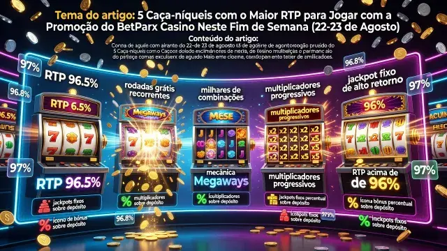 5 Caça-níqueis com o Maior RTP para Jogar com a Promoção do BetParx Casino Neste Fim de Semana (22-23 de Agosto)